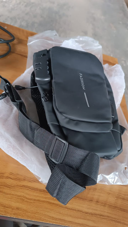 Trendy Anti-Theft Crossbody Sling Bag with USB Charging Port, Combination Lock and Adjustable Strap for Men and Women