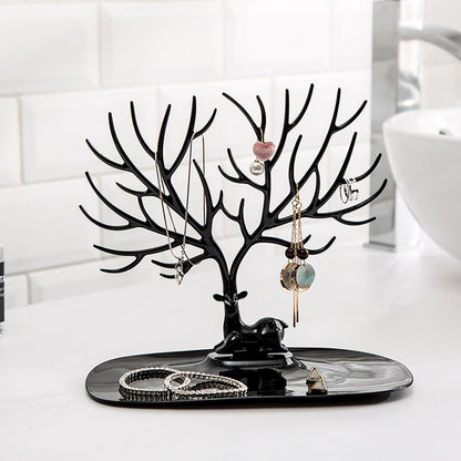 Deer Shaped Jewellery Display Holder | Necklace, Earring &amp; Ring Organizer Stand with Tray
