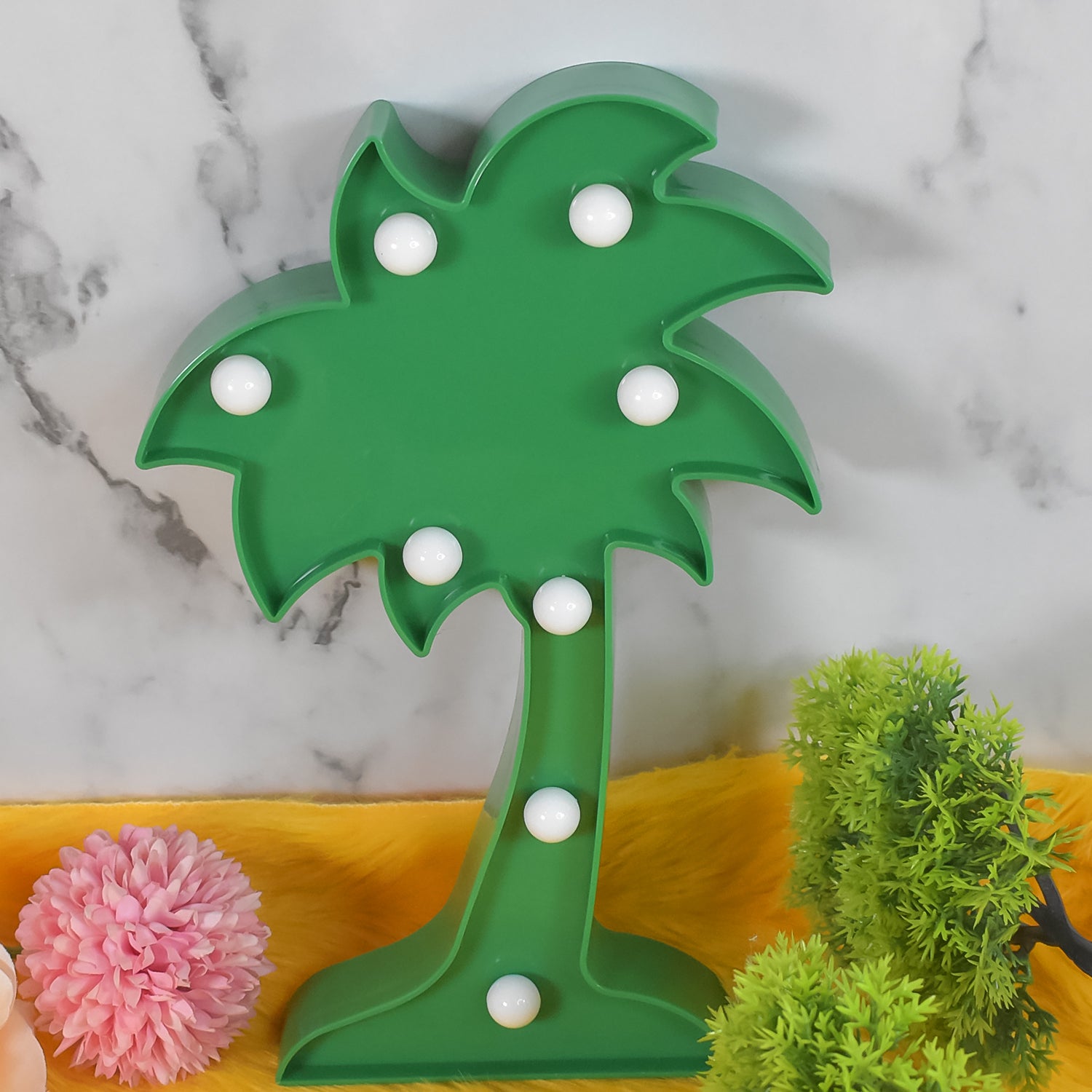 LED Coconut Tree Night Light Table Lamp with Marble Base Romantic Decorative Lamp for Bedroom Living Room Christmas Home Decor 1 Piece