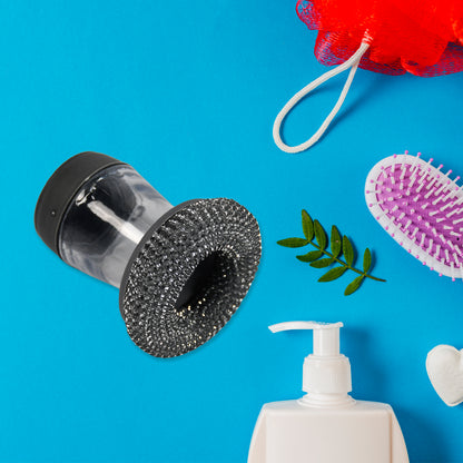 Soap Dispensing Palm Brush with Built-In Liquid Dispenser for Dishwashing and Kitchen Cleaning
