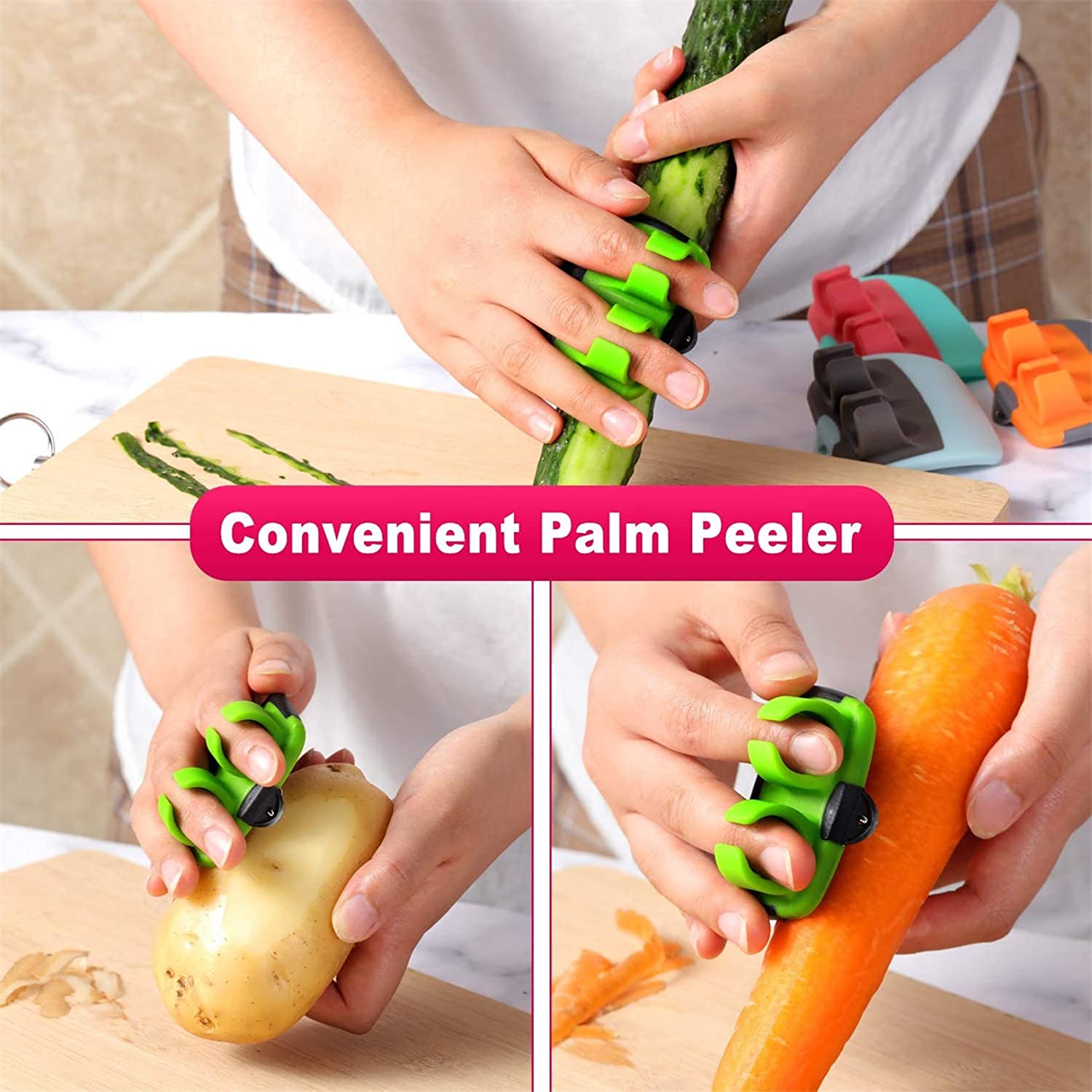 Hand Palm Vegetable Peeler with Rubber Finger Grip for Potato, Fruits, Cucumber and Kitchen Cooking (1 Pc)