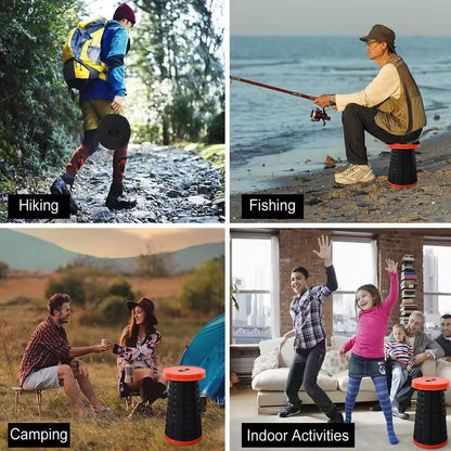 Portable Retractable Folding Stool Adjustable Height Collapsible Lightweight Travel Seat for Camping, Fishing, Garden, Home and Outdoor Use (1 Pc)