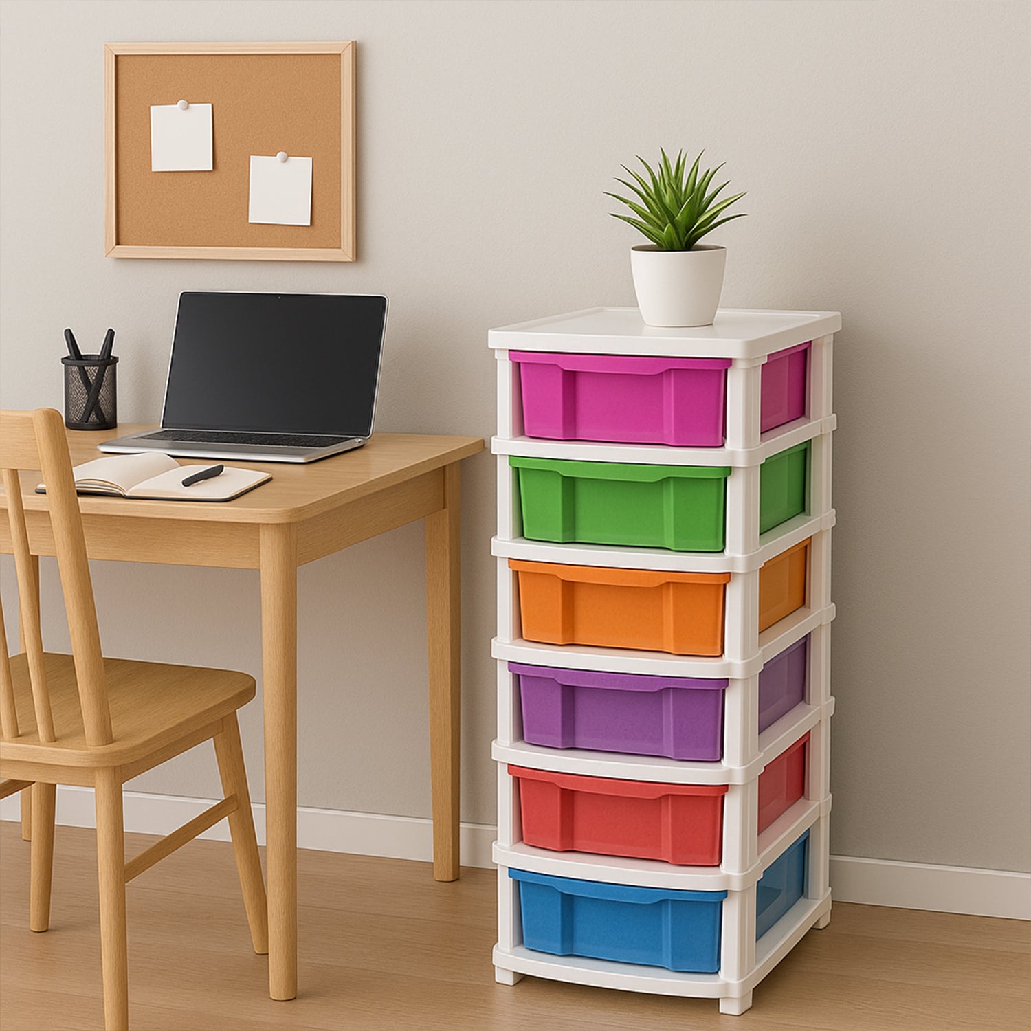 6 Layer Multi Colored Plastic Storage Drawer Cabinet Multipurpose Organizer with Pull Out Drawers for Clothes Toys Stationery Office and Home Storage (1 Pc)