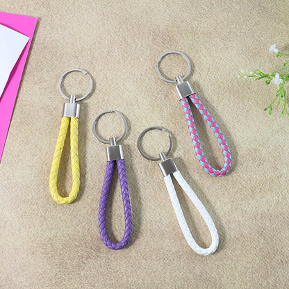 Braided Loop Keychain Set with Metal Key Ring for Home & Office Use – Stylish Handheld Accessories for Daily Carry (4 Pcs)