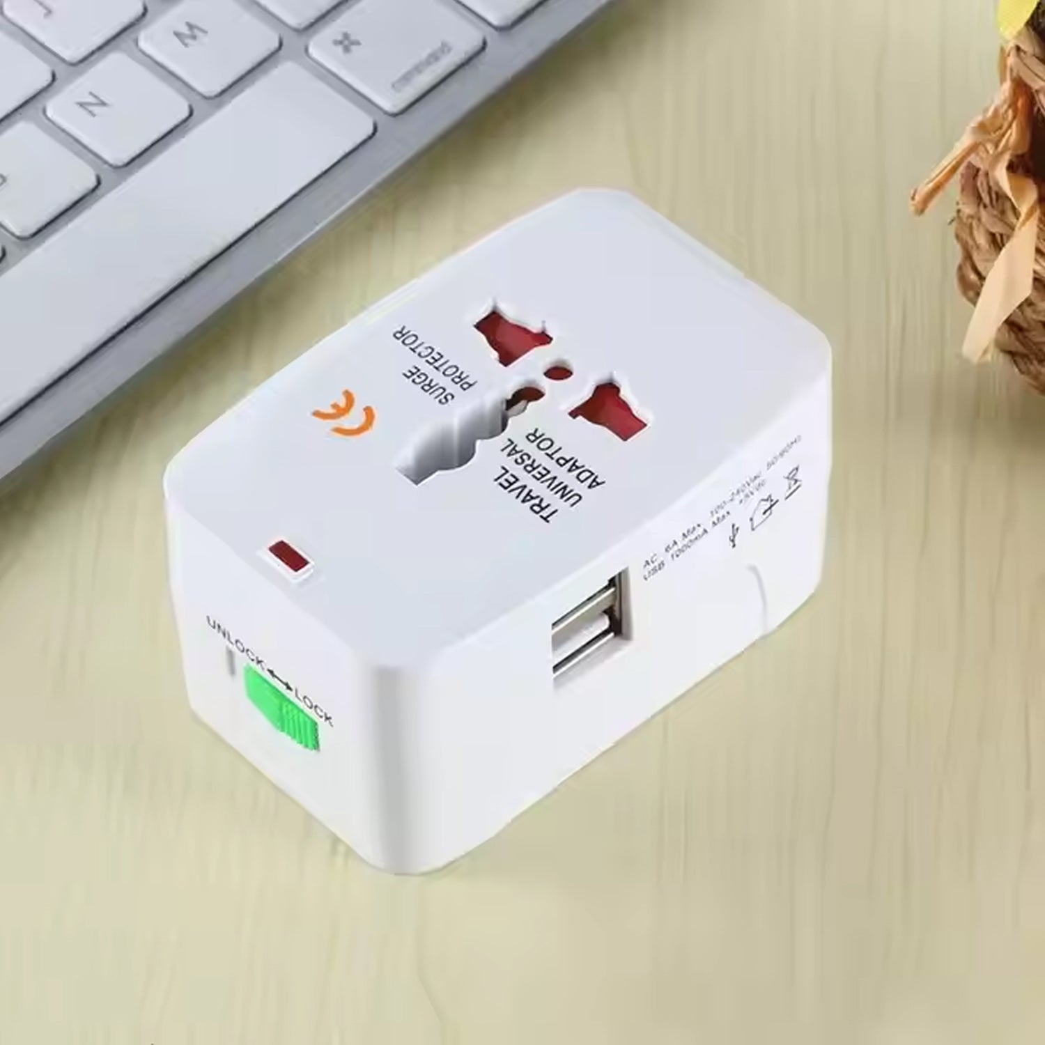 Universal Travel Adapter with Dual USB Charger Ports International All in One Multi Plug Adapter for Travel Home Office and Business Trips (1 Pc)