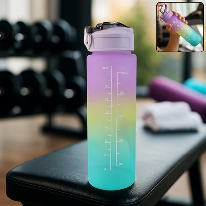 Motivational Water Bottle with Straw and Time Marker BPA-Free Tritan Leakproof Reusable Sports Water Bottle for Gym, Hiking, Camping and Daily Hydration