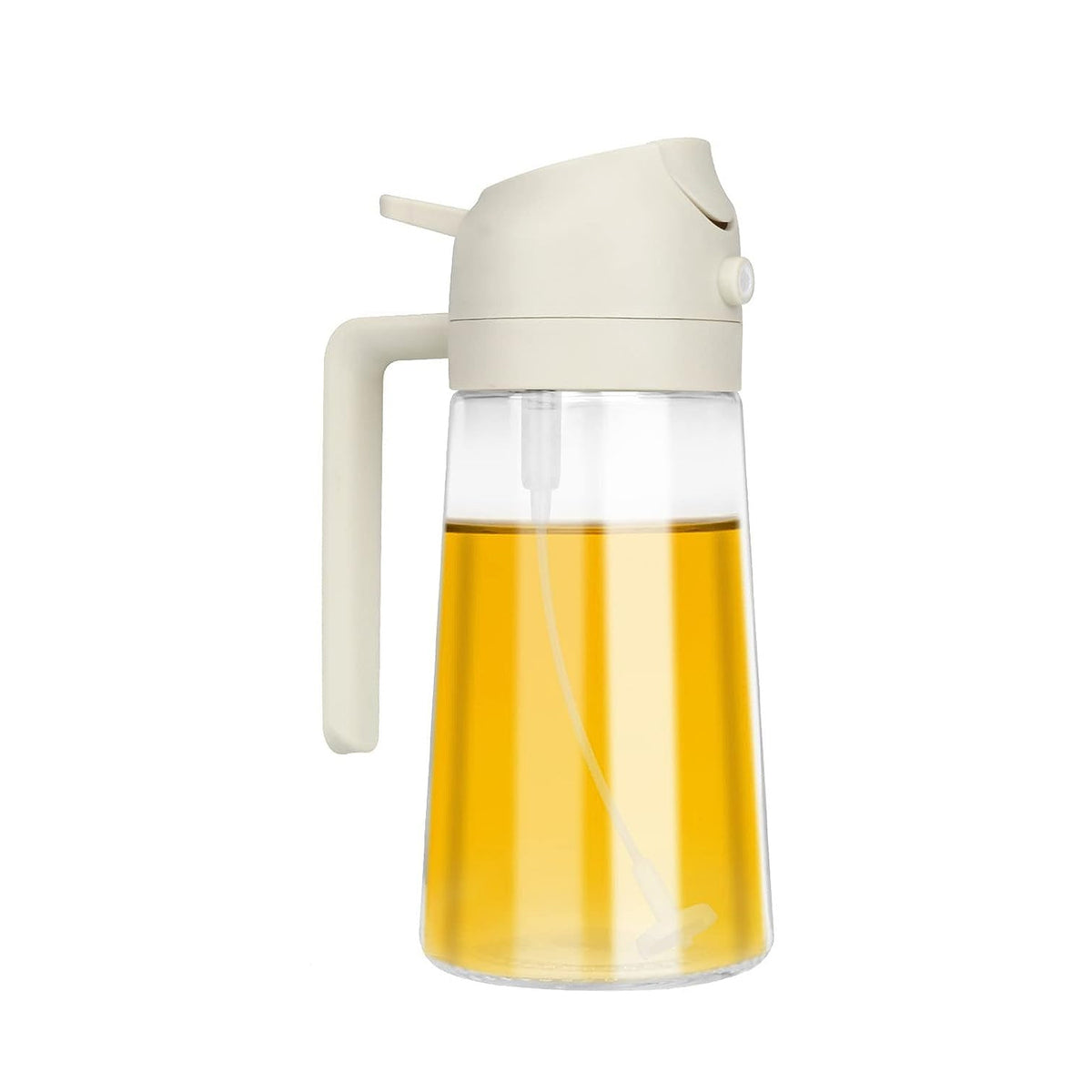 2-in-1 Glass Oil Dispenser Bottle 500 ml with Pour and Spray Function, Transparent Cooking Oil Sprayer with Handle for Kitchen, Salad Dressing, Frying and Food Preparation (1 Pc)
