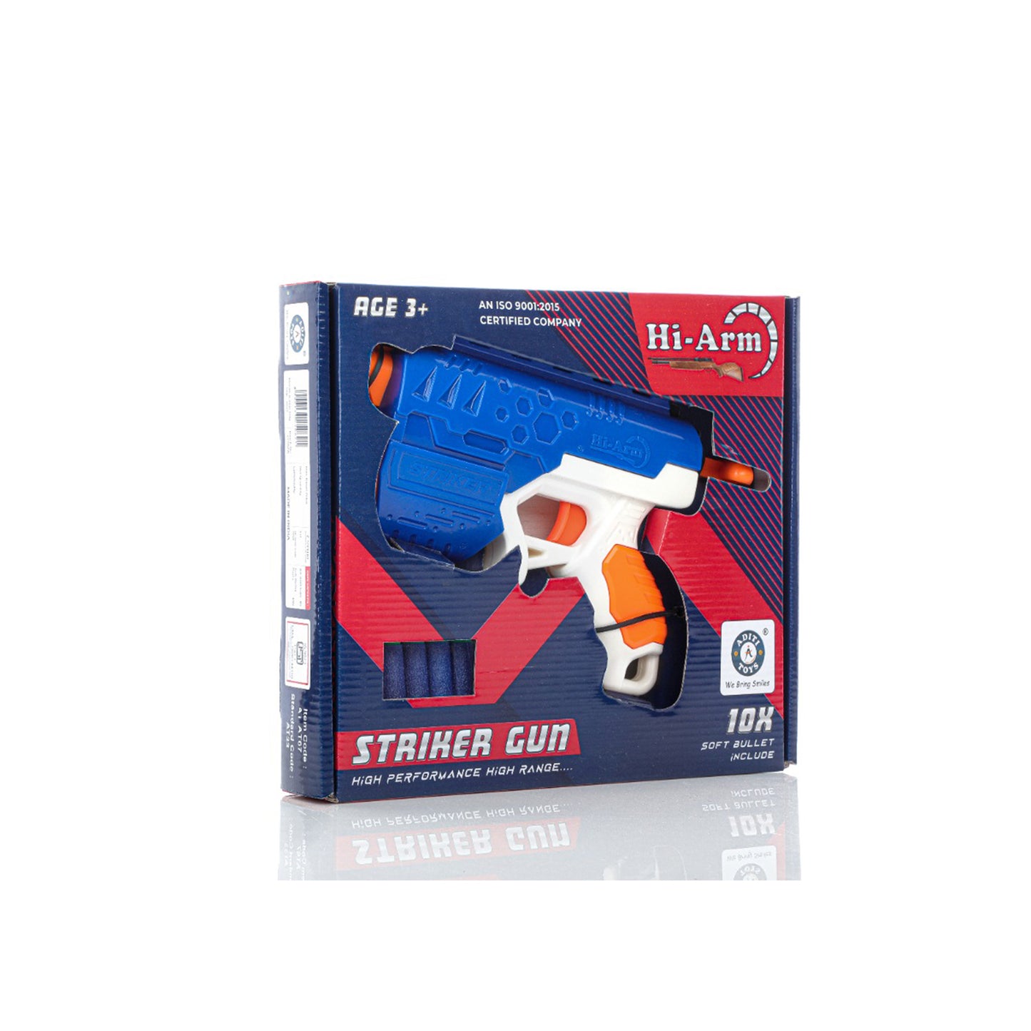 Hi-Arm Toy Gun with 10 Foam Suction Bullets – ABS Plastic Target Shooting Toy with Easy Pull-Back Action for Kids (Made in India)