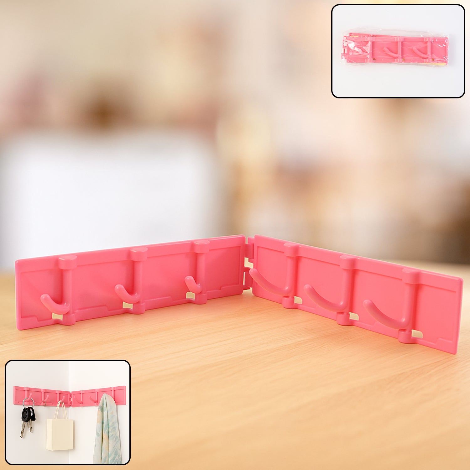 Foldable Rotating Wall-Mounted Multipurpose Hook Rack for Kitchen, Bathroom & Home Storage | Space-Saving, Waterproof & Easy Installation Organizer (1 Pc)
