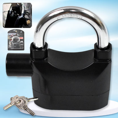 Anti Theft Siren Alarm Padlock Waterproof Security Lock with Loud Alarm and 3 Keys for Bike, Gate, Garage, Shutter and Toolbox (1 Set)