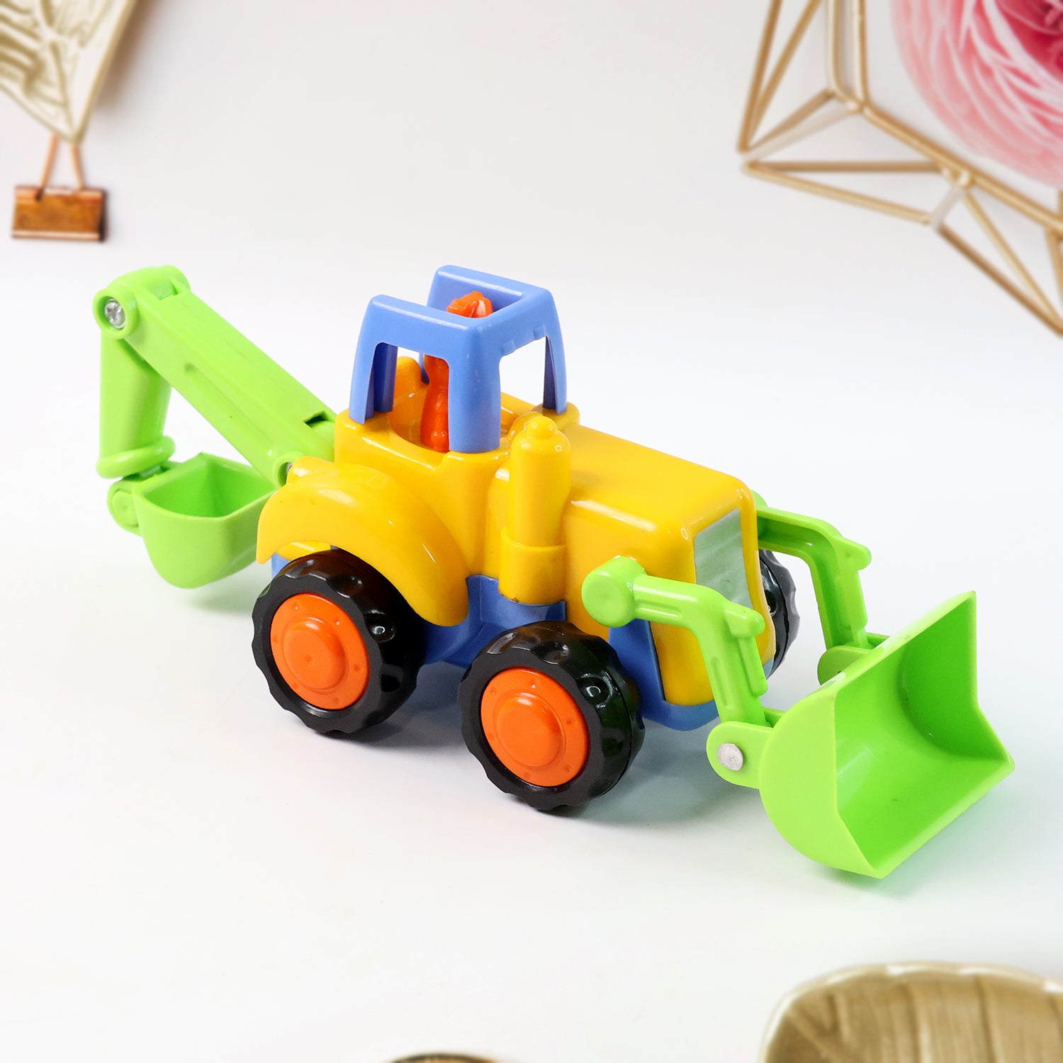 Funwoods 4 Piece Construction Vehicle Toy Set for Kids | Mini Pull-Back Engineering Trucks with Dumper, Cement Mixer, Tractor & Loader for Toddlers & Preschoolers (4 Pc Set)