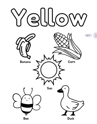 Know the Colours Coloring and Learning Book for Kids – Printable PDF Digital Download | Early Learning, Coloring and Creativity Activity eBook | 11 Pages