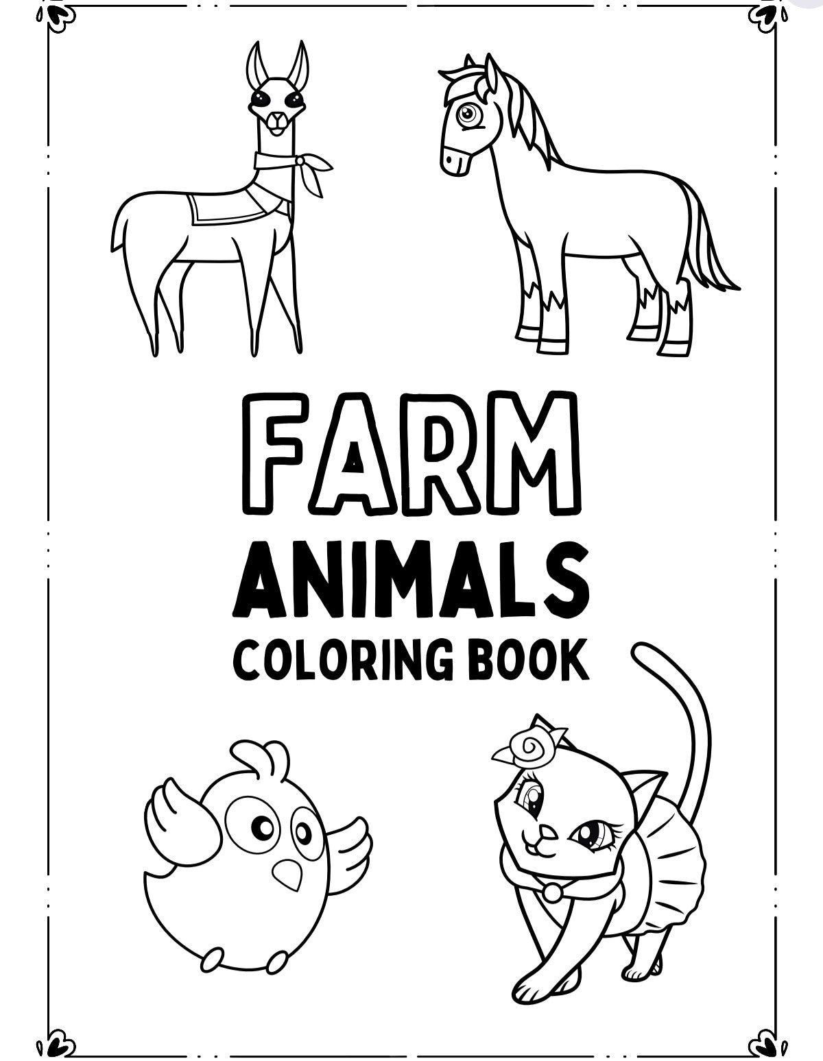 Farm Animals Coloring Book for Kids – Printable PDF Digital Download | Animal Learning, Coloring and Creativity Activity eBook | 11 Pages