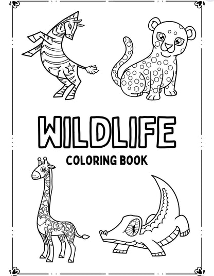 Wildlife Animals Coloring Book for Kids – Printable PDF Digital Download | Wild Animal Learning, Coloring and Creativity Activity eBook | 10 Pages