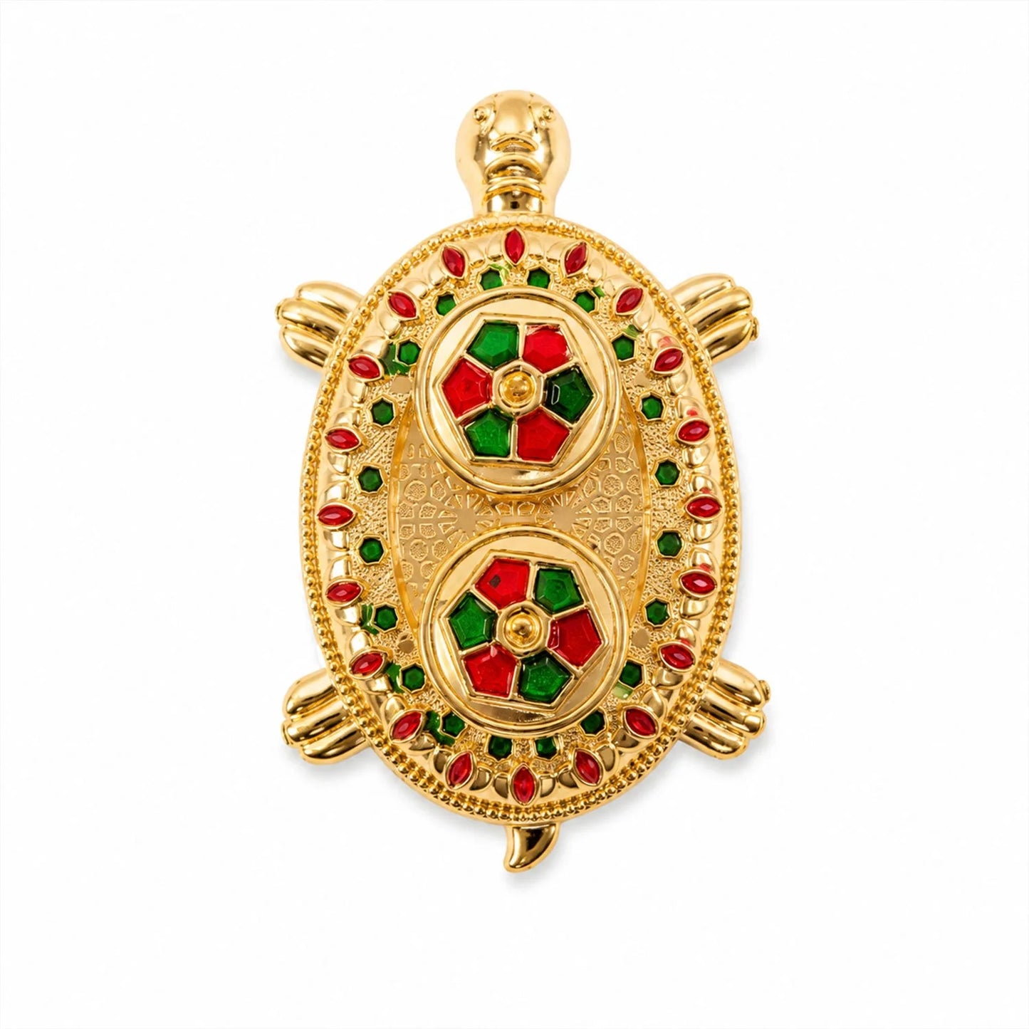 Tortoise Shaped Kankavati Kumkum Holder, Decorative Golden Roli Chawal Box for Puja, Tilak, Home Temple and Festive Rituals (1 Pc)