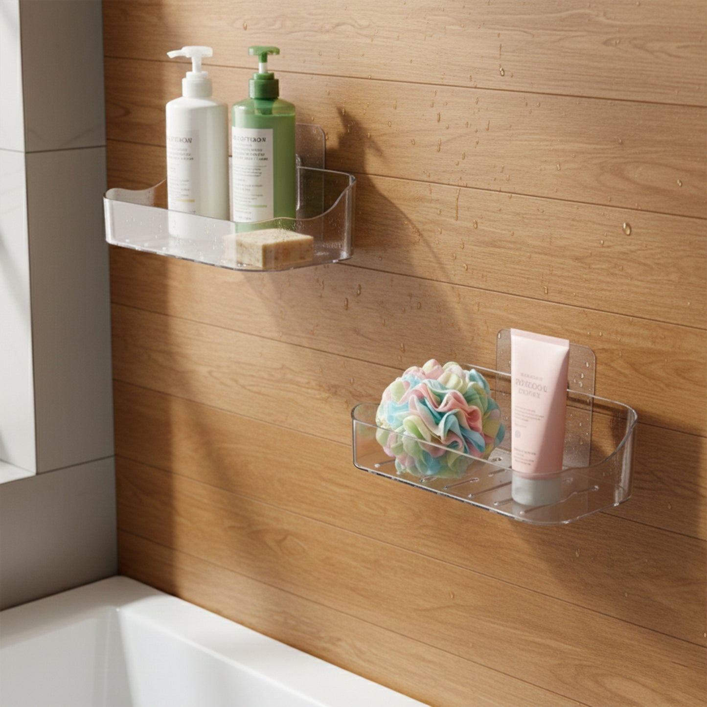 Wall-mounted Transparent Soap Dish Holder Set