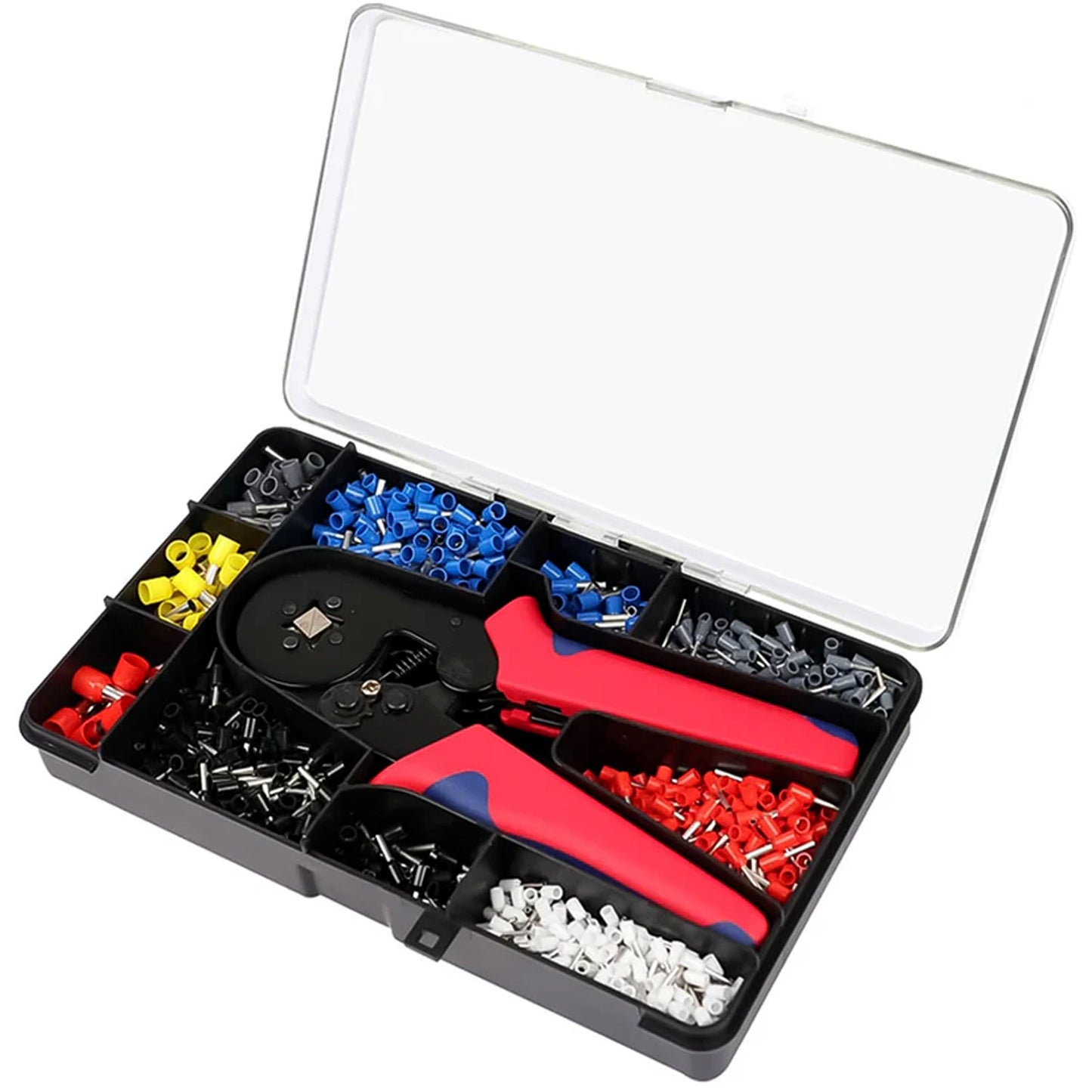 1200 Piece Ferrule Crimping Tool Kit Self Adjusting Ratcheting Crimper Plier with Insulated Wire End Terminal Connectors (1 Set)