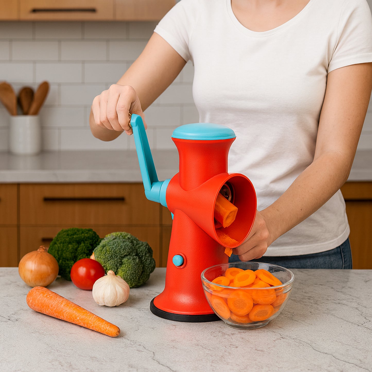Apex 4 in 1 Signature Rotary Grater – Manual Vegetable, Cheese & Fruit Grater with Interchangeable Blades