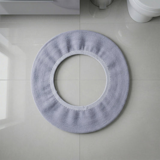 Soft Fabric Elastic Toilet Seat Cover 29 × 29 Cm Stretchable Washable Toilet Seat Cushion Hygienic Commode Seat Protector for Home Bathroom (1 Pc)