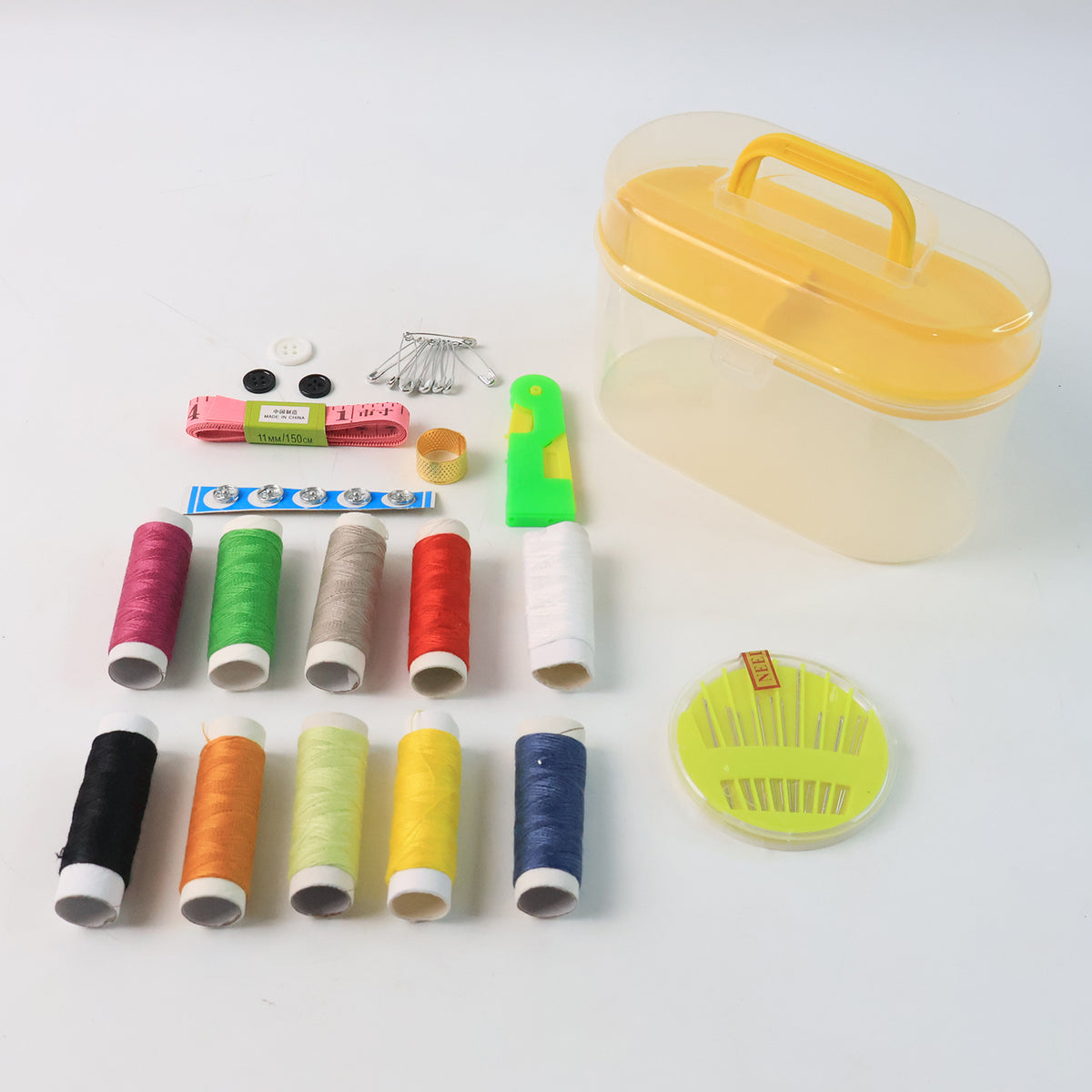 Double Layer Portable Travel Sewing Kit Box with Needle Thread Scissors Pins and Hand Sewing Accessories for Home Travel Emergency Repairs (1 Set)