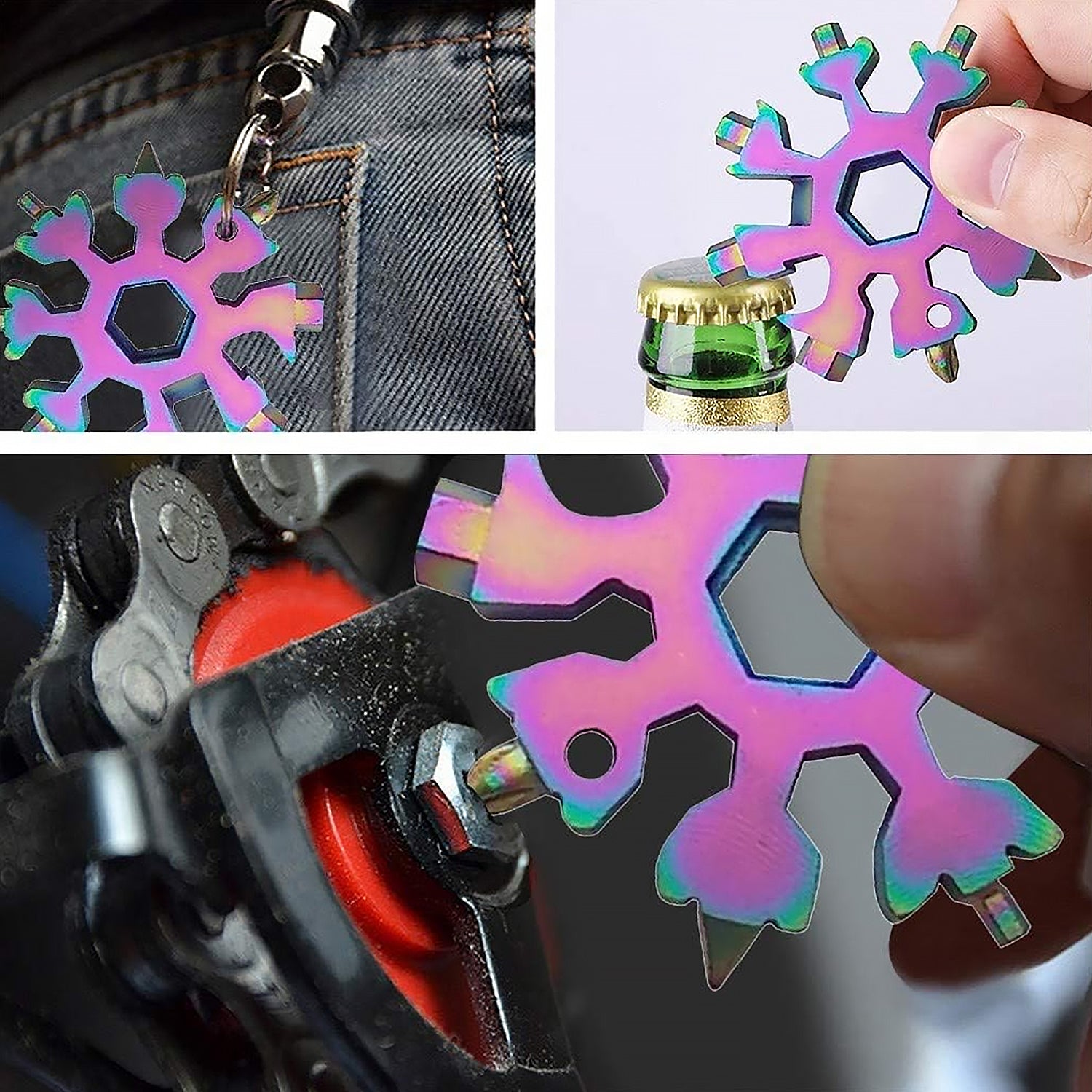 Durable Portable 18 In 1 Snowflake Multi-tool Snowflake Bottle Opener Flat Phillips Screwdriver Kit Wrench