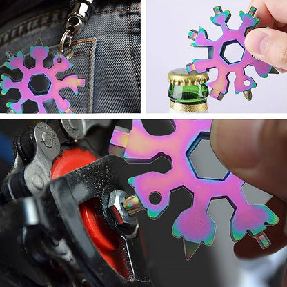 Durable Portable 18 In 1 Snowflake Multi-tool Snowflake Bottle Opener Flat Phillips Screwdriver Kit Wrench