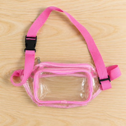 Transparent Pvc Waist Bag With Two Zip Pockets And Adjustable Strap (26x16 Cm)