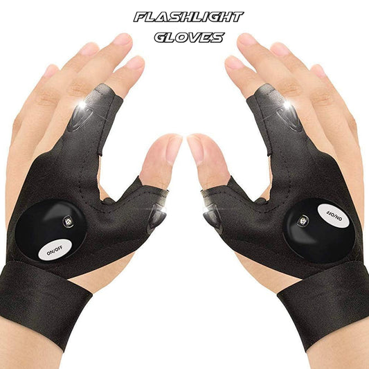 LED Flashlight Gloves for Men and Women – Fingerless Hands-Free Work Gloves with LED Lights for Fishing, Repair, Camping and Outdoor Activities (1 Pair)