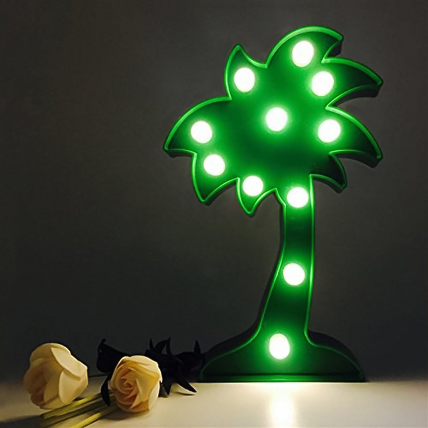 LED Coconut Tree Night Light Table Lamp with Marble Base Romantic Decorative Lamp for Bedroom Living Room Christmas Home Decor 1 Piece