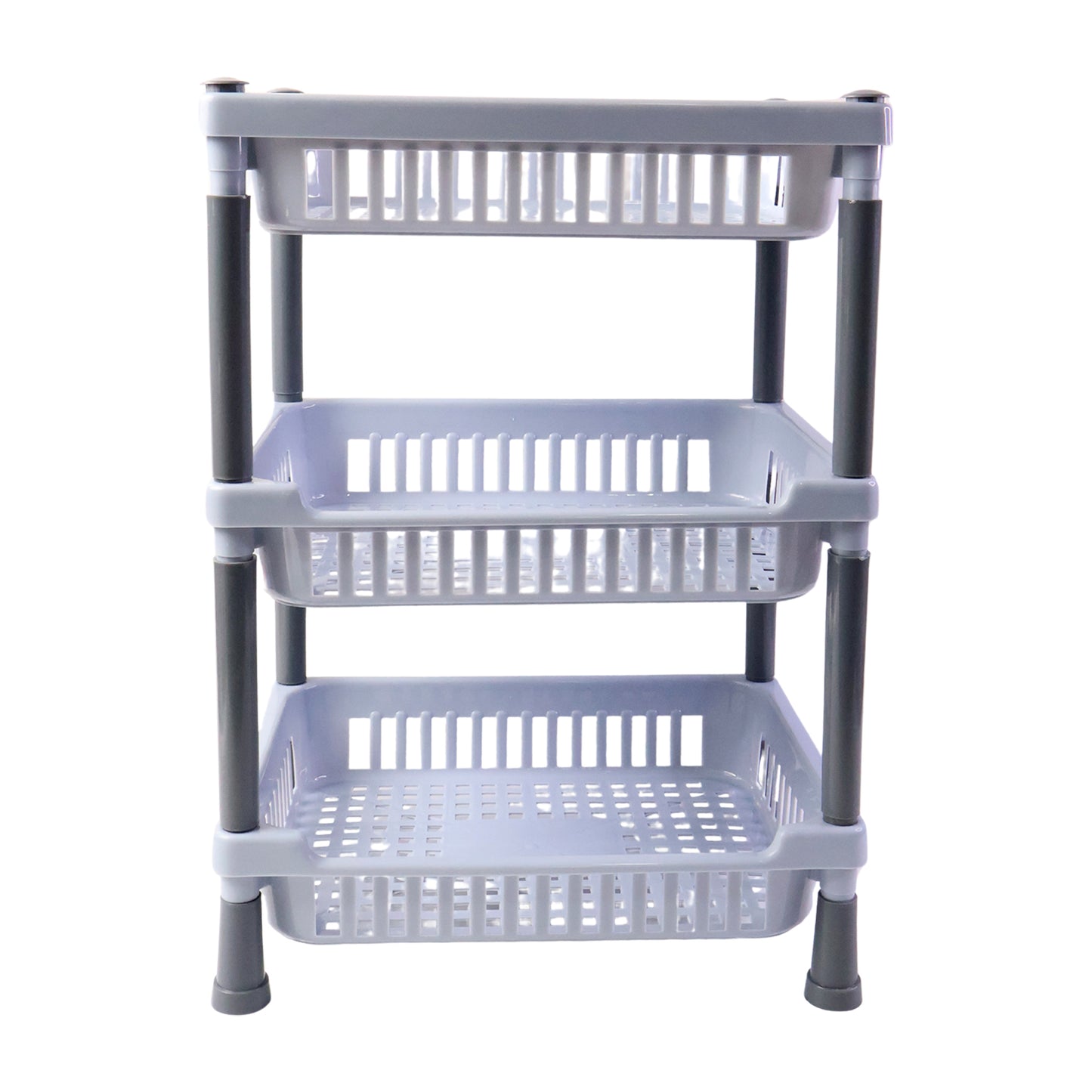 3 Layer Multipurpose Kitchen Storage Basket Rack Ventilated Plastic Organizer Stand for Fruits Vegetables Snacks Pantry Bathroom and Home Storage (1 Pc)