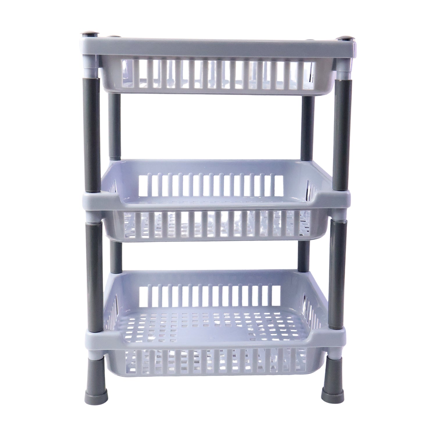 3 Layer Multipurpose Kitchen Storage Basket Rack Ventilated Plastic Organizer Stand for Fruits Vegetables Snacks Pantry Bathroom and Home Storage (1 Pc)