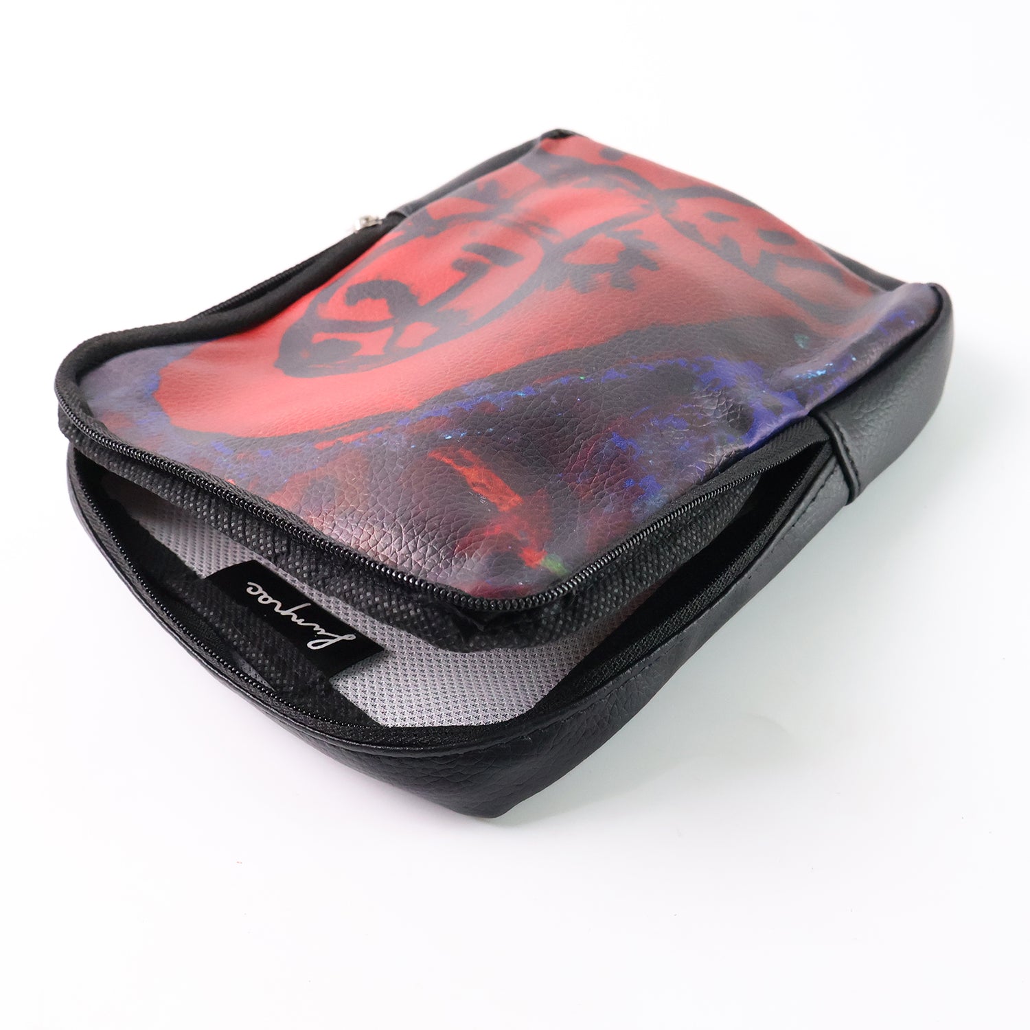 Handcrafted Multipurpose Faux Leather Zipper Pouch with Traditional Art Print Utility Organizer for Makeup Stationery Travel Accessories and Daily Essentials