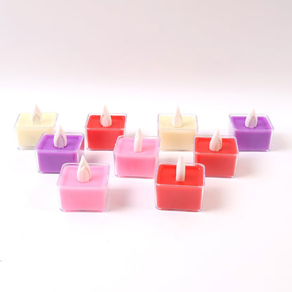 Square LED Flameless Decorative Tealight Candles 9 Pcs Set Battery Operated Multicolor Lights with Flickering Flame Effect for Home Diwali Puja Wedding and Party Decoration