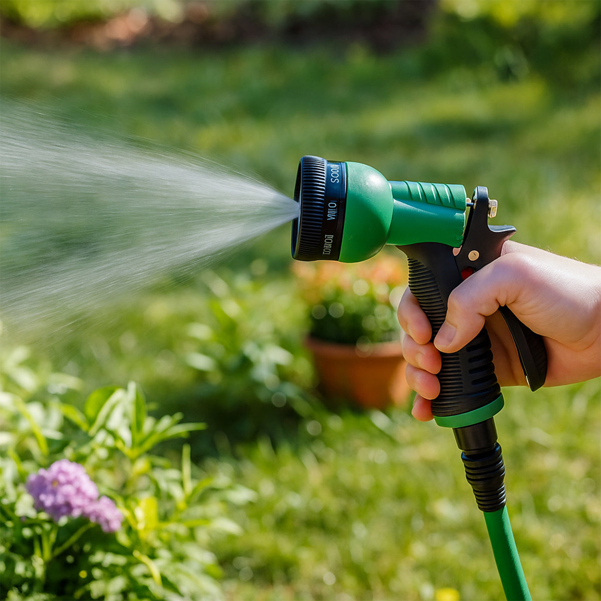 Multi-Pattern Garden Hose Spray Nozzle with Trigger Control, Watering Gun with Adjustable Mist, Shower and Jet Settings for Plants, Lawn, Car Wash and Outdoor Cleaning (1 Pc)