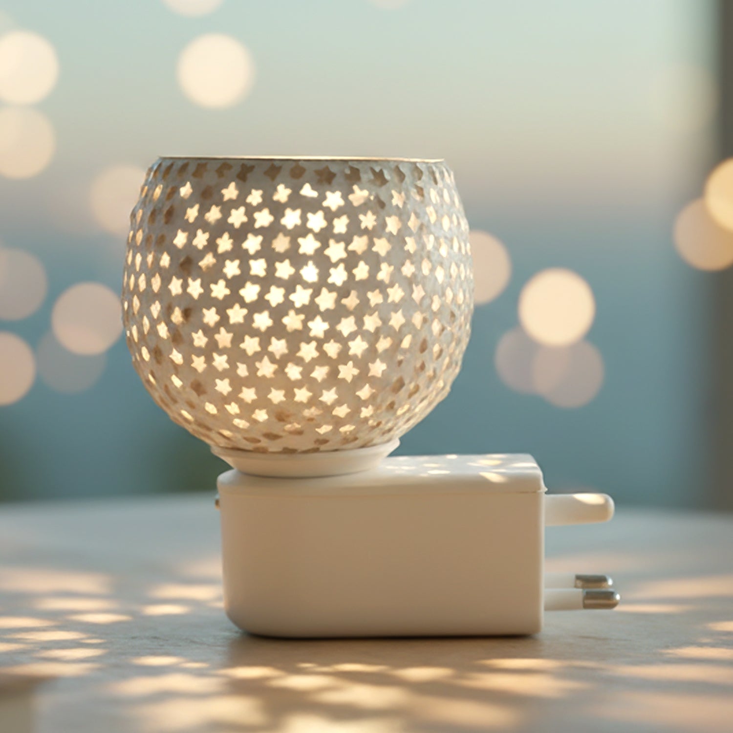 Premium Plug In Star Cut Glass Aroma Diffuser Night Lamp with Warm Ambient Glow Electric Fragrance Oil Burner for Bedroom Living Room Hallway and Home Decor 1 Piece