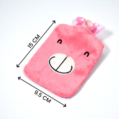 Pink Small Hot Water Bag with Soft Cover – Portable Natural Rubber Heat Therapy Bottle for Pain Relief, Menstrual Cramps, Neck, Shoulder, Back and Hand Warmer