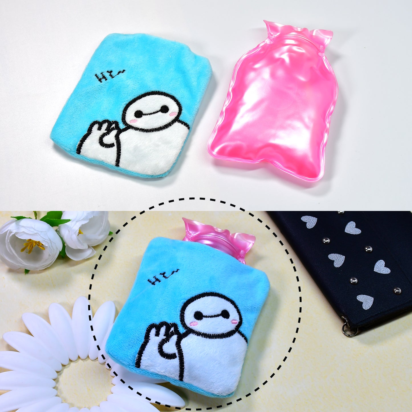 Blue Baymax Small Hot Water Bag with Soft Cover