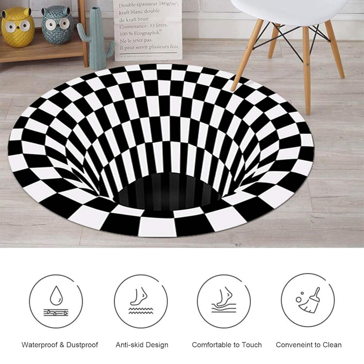 3d Space Round Carpet Floor Mat Non-woven Doormat (1 Pc, 78 Cm)