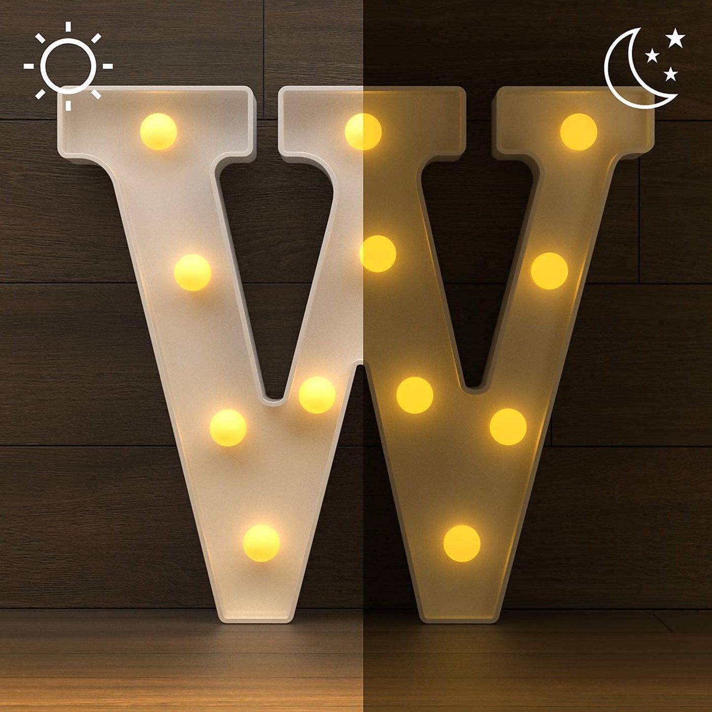 W Alphabet Shape LED Decorative Night Light Battery Operated Marquee Lamp for Kids Room Bedroom Party Home Decoration Wall and Table Decor