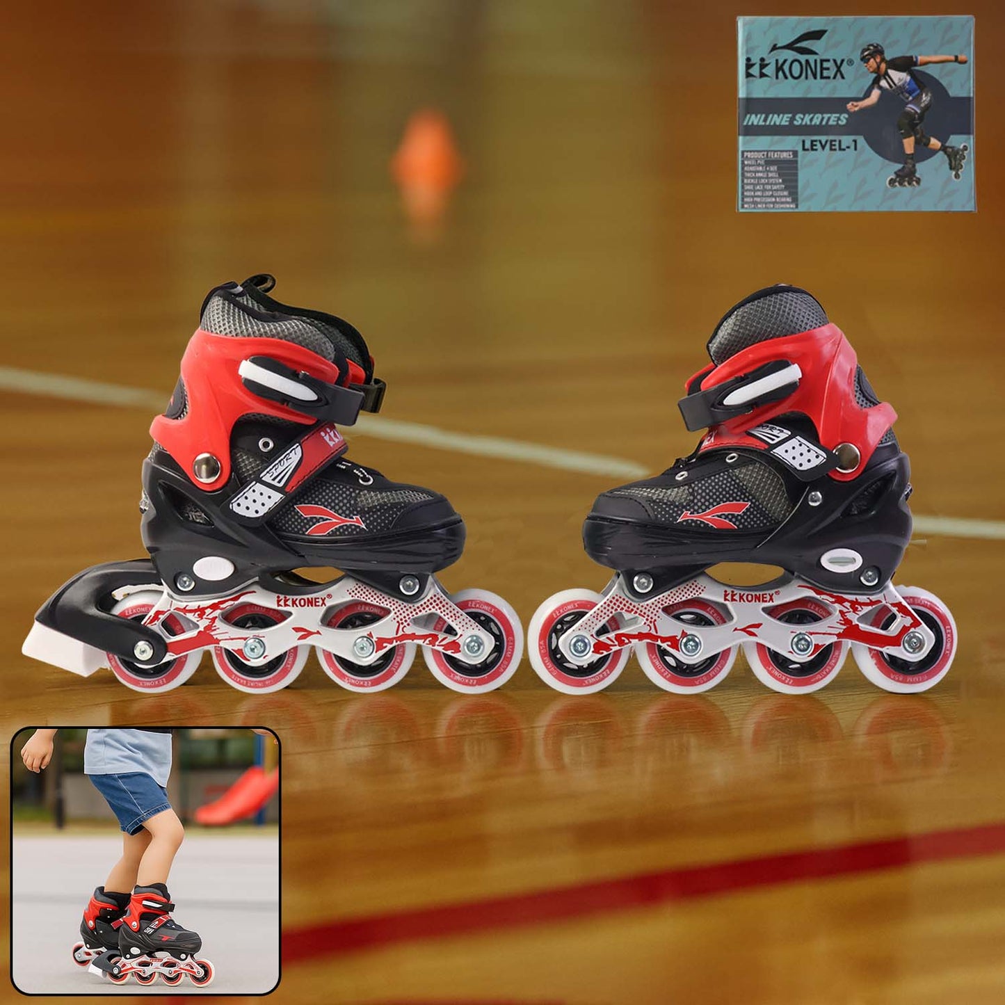 Professional Adjustable Inline Skates for Kids and Adults High Speed Roller Skating Shoes with Safety Straps PU Wheels and Aluminum Frame for Outdoor Sports Fitness and Recreation (Medium Size)