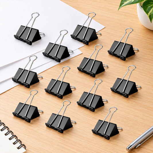 Metal Paper Holding Binder Clips For Office School And Home Organization (12 Pc 19 Mm)