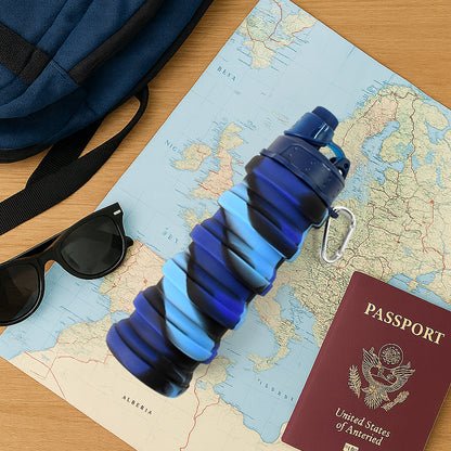 Foldable Silicone Water Bottle – 500 ML | Leak-Proof, Portable Sports, Travel