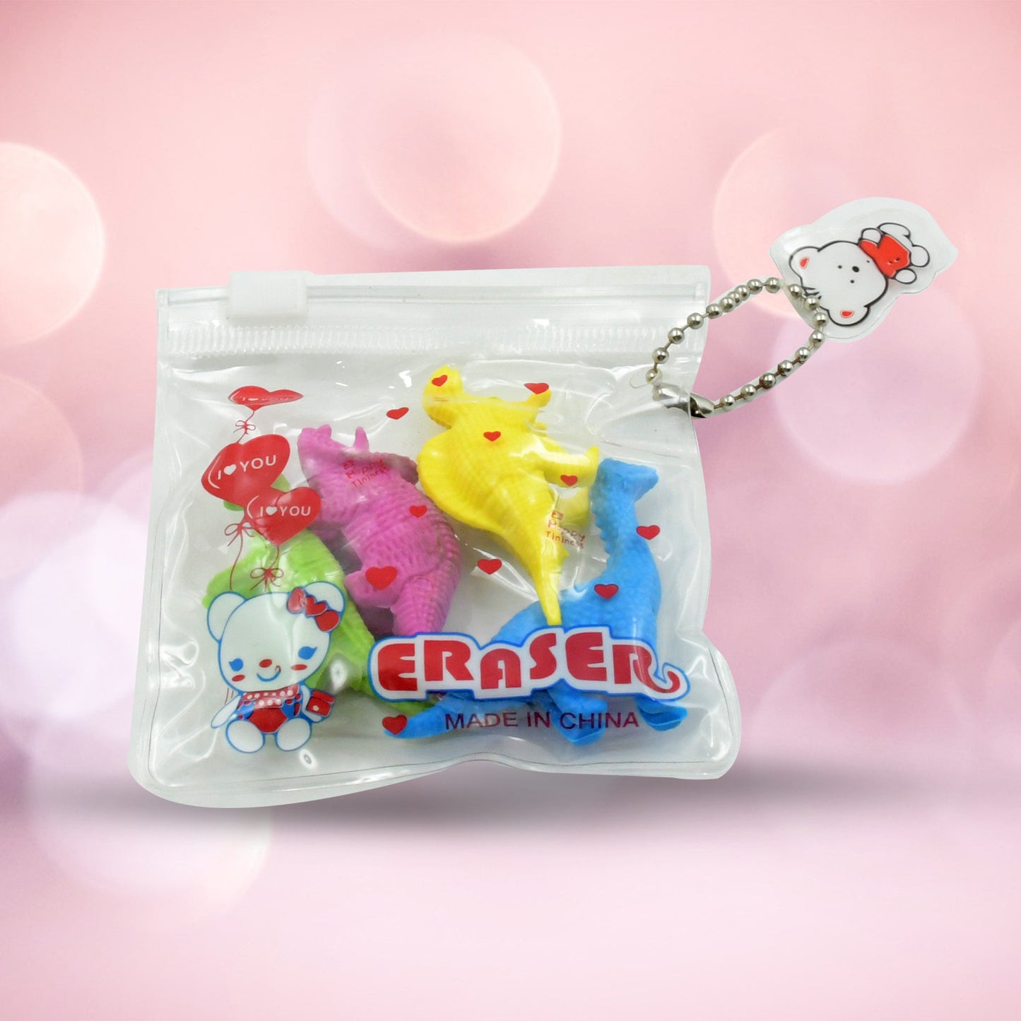 Small Dinosaur Shaped 3D Puzzle Erasers for Kids Soft Rubber Animal Erasers Desk Pets School Stationery Set (4 Pieces)