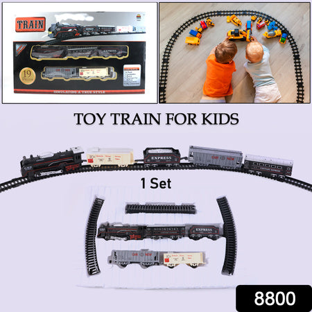 19-Piece Battery Operated Toy Train Set for Kids with Track, Engine & Carriages | Express Train Play Set for Educational Learning, Motor Skills & Imaginative Play (1 Set)
