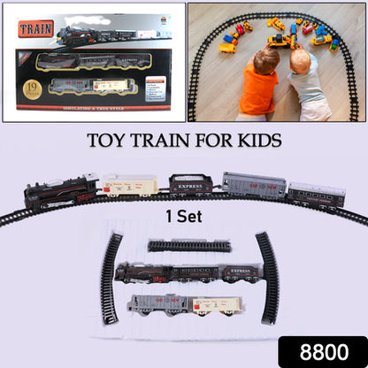 19-Piece Battery Operated Toy Train Set for Kids with Track, Engine & Carriages | Express Train Play Set for Educational Learning, Motor Skills & Imaginative Play (1 Set)