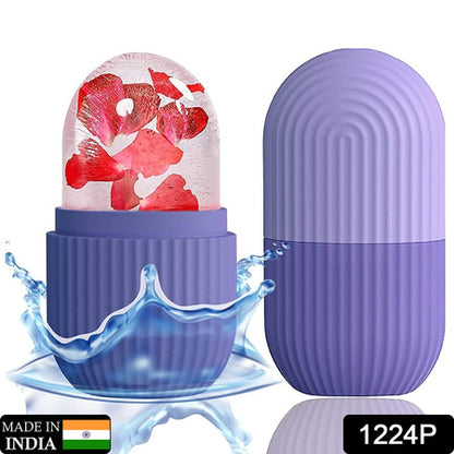 Beauty Ice Roller for Face Massager and Eye Reusable Silicone Facial Roller Purple Color