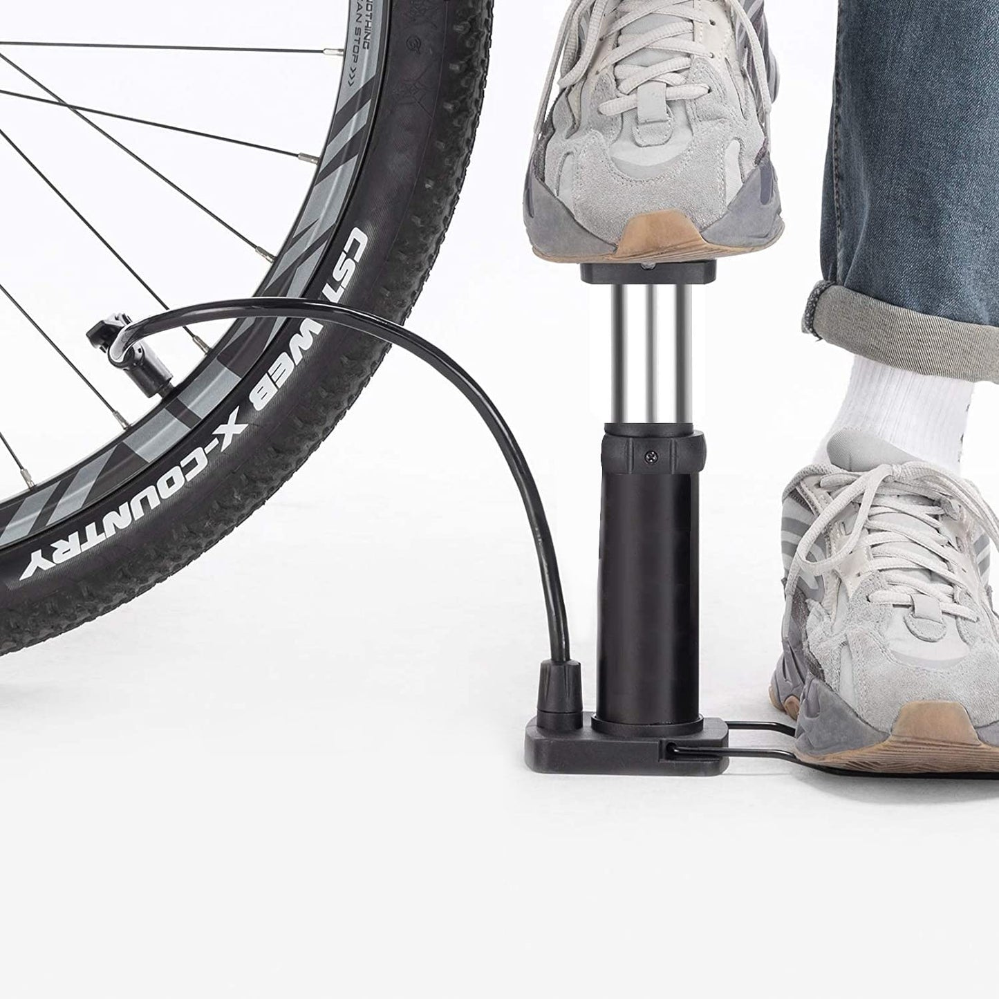 Mini Foot Pedal Air Pump for Car, Bike, and Sports Equipment – Portable High-Pressure Manual Air Pump with Flexible Hose, Compact Foldable Design, and Durable Build for Easy Inflation