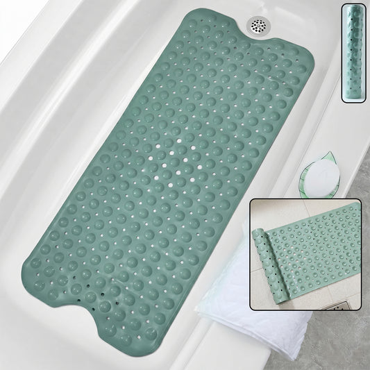 Non Slip Suction Cup Bath Mat 100 x 40 Cm Waterproof PVC Shower Safety Mat for Bathroom Bathtub (1 Pc)