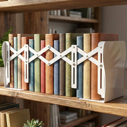 Adjustable Telescopic Iron Desk Book Stand with Expandable Accordion Design Heavy Duty Metal Book Organizer for Books Files Magazines and Documents Home Office and Study Use (1 Pc)