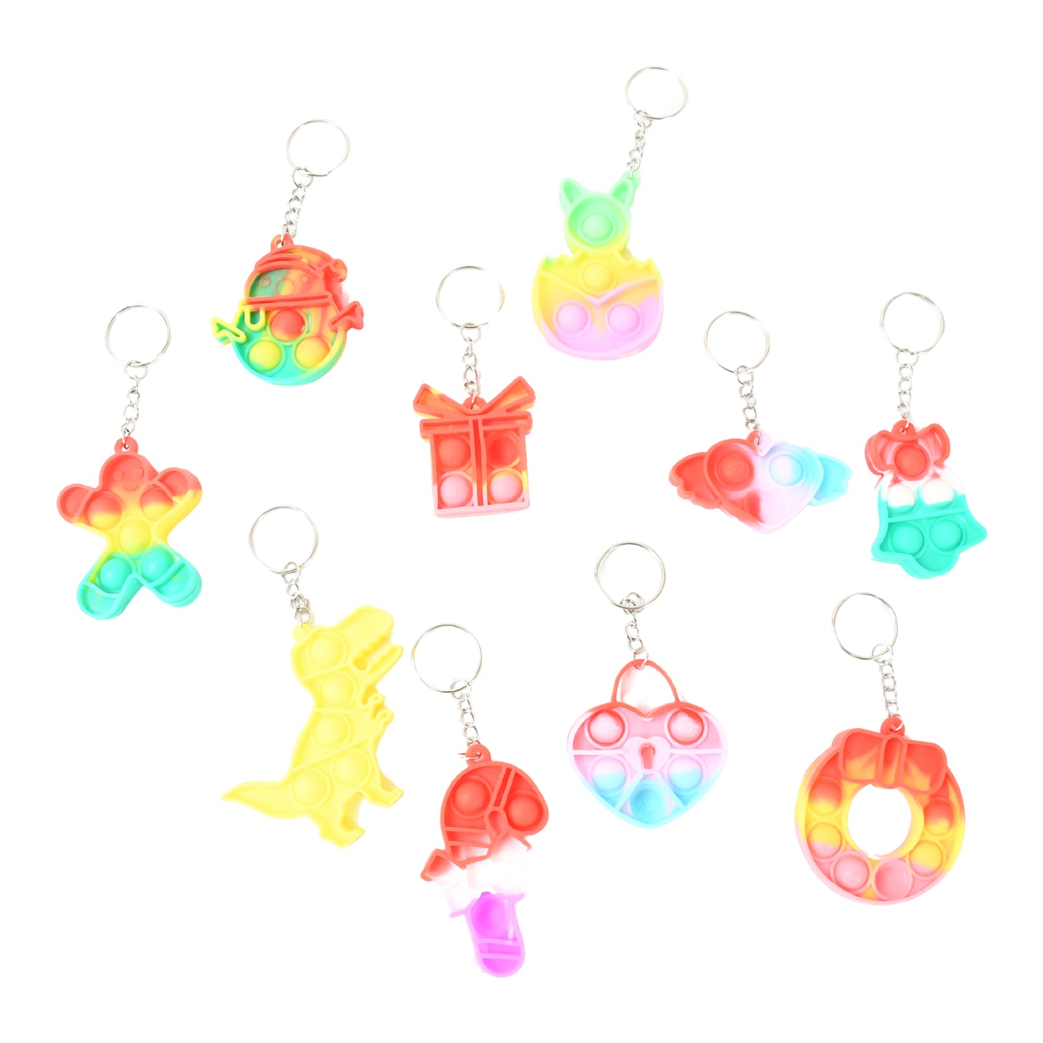 Silicone Pop It Keychain Fidget Toy Portable Bubble Popper Stress Relief Keyring for Kids Random Design (1 Pc)